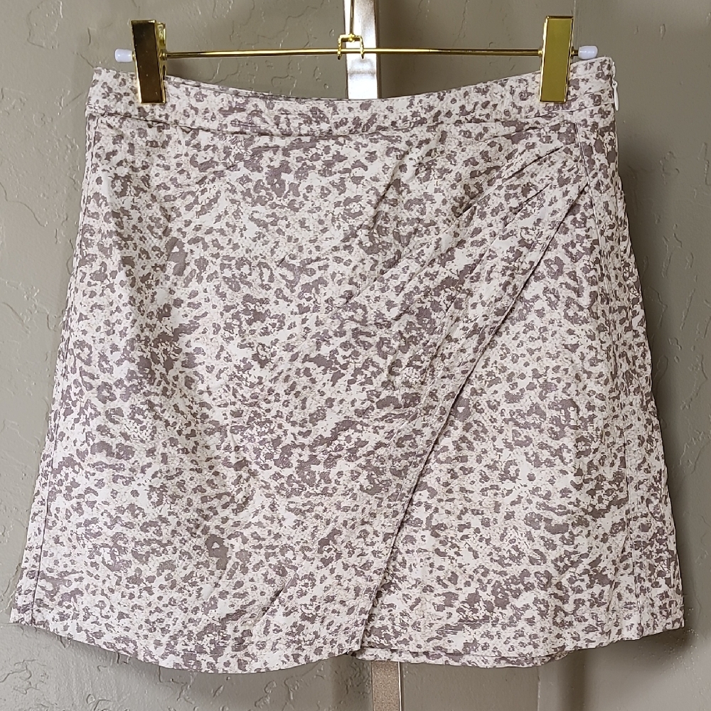 Free People Cream and Gray Mini Skirt Faux Vegan Leather Snakeskin Print